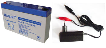 1 chargeur 220v ca 6vcc 7.2v + 1 batterie 6v 7ah pour jouet etc ECLATS DESTOCKAGE