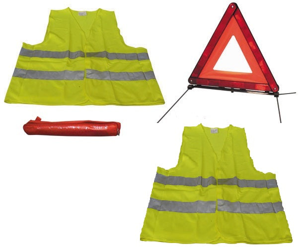 1 kit securite voiture 1 triangle 2 gilets réfléchissant 7170111 ce en 471 route signalisation ECLATS DESTOCKAGE