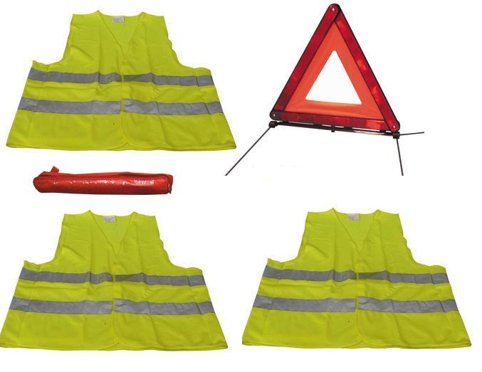 1 kit securite voiture 1 triangle 3 gilets réfléchissant 7170111 ce en 471 route signalisation ECLATS DESTOCKAGE