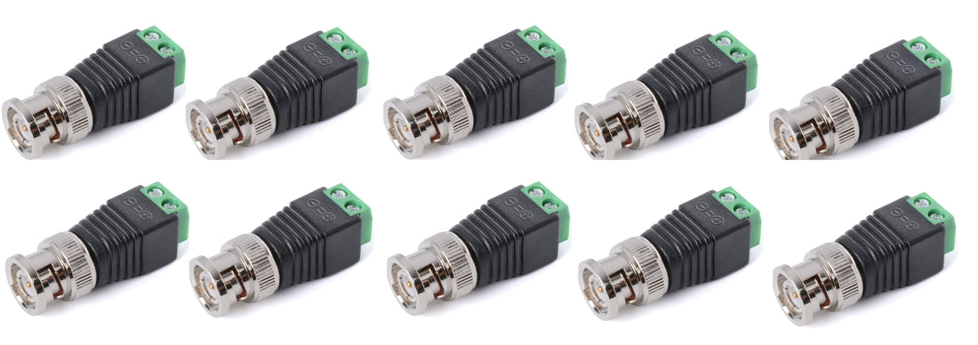 10 Adaptateur Coaxial Balun Vidéo Connecteur BNC Mâle CCTV Caméra BNC-16 - ECLATS DESTOCKAGE