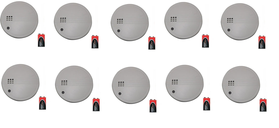 10 alarme incendie détecteur de fumée + 4 pile 9v feu norme en 14604 autonome detection buzzer - ECLATS DESTOCKAGE