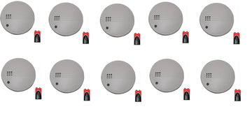 10 alarme incendie détecteur de fumée + 4 pile 9v feu norme en 14604 autonome detection buzzer - ECLATS DESTOCKAGE