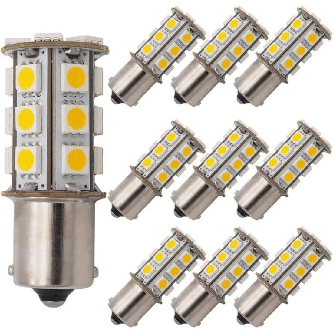 10 Ampoule ba15s 24 led 12v 3w 3.5w p21w auto 5050 smd blanc lumiere gyrophare ECLATS DESTOCKAGE
