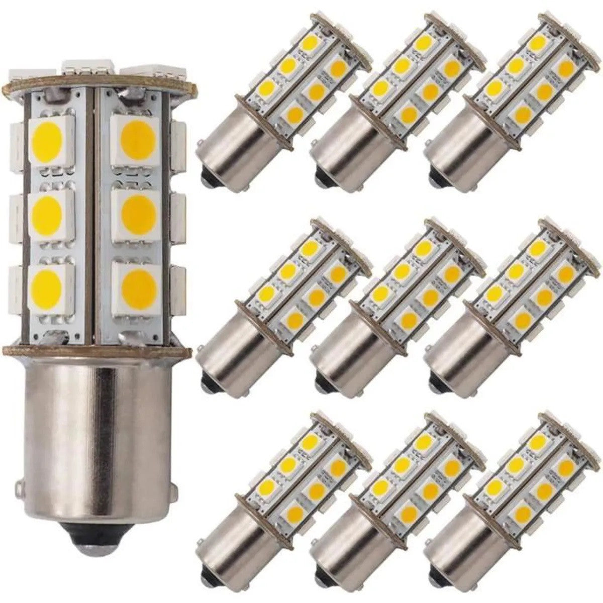 10 Ampoule ba15s 24 led 12v 3w 3.5w p21w auto 5050 smd blanc lumiere gyrophare ECLATS DESTOCKAGE