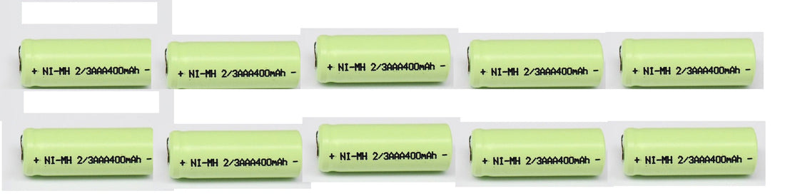 10 Batterie rechargeable 2/3AAA ni-mh 400mAh 1.2v Classe énergétique A++ nimh avec cosse a souder ECLATS DESTOCKAGE