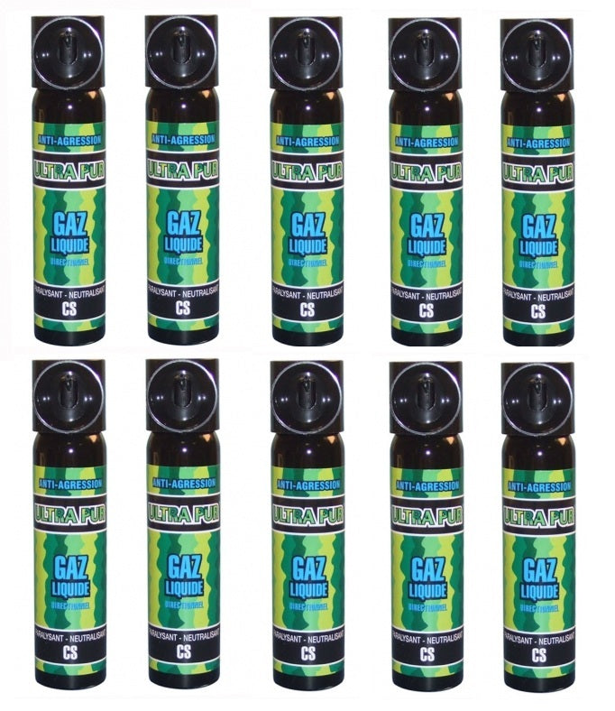 10 bombe lacrymogène gel cs format de 50 75ml qui vous permettra de neutraliser vos agresseurs ECLATS DESTOCKAGE