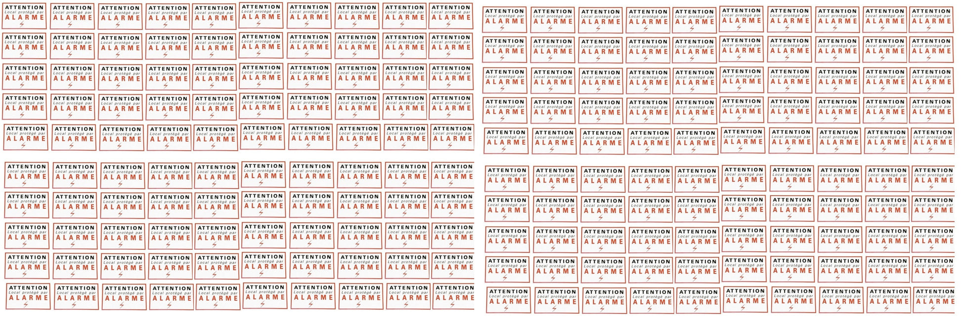 200 etiquettes signalisation adhesive sticker alarme securite autocolant dissuasive protection ECLATS DESTOCKAGE