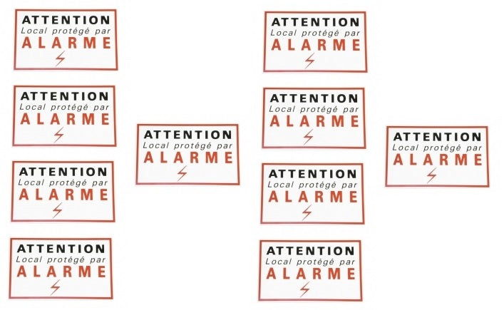 10 etiquettes signalisation adhesive sticker alarme securite autocolant dissuasive protection ECLATS DESTOCKAGE