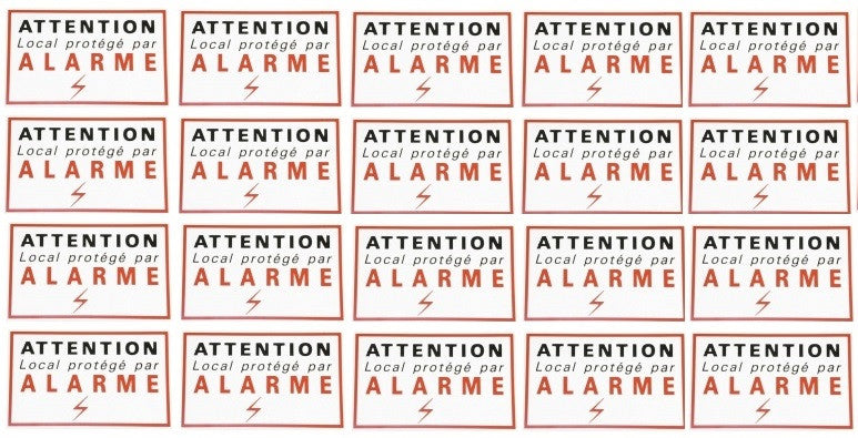 20 etiquettes signalisation adhesive sticker alarme securite autocolant dissuasive protection ECLATS DESTOCKAGE