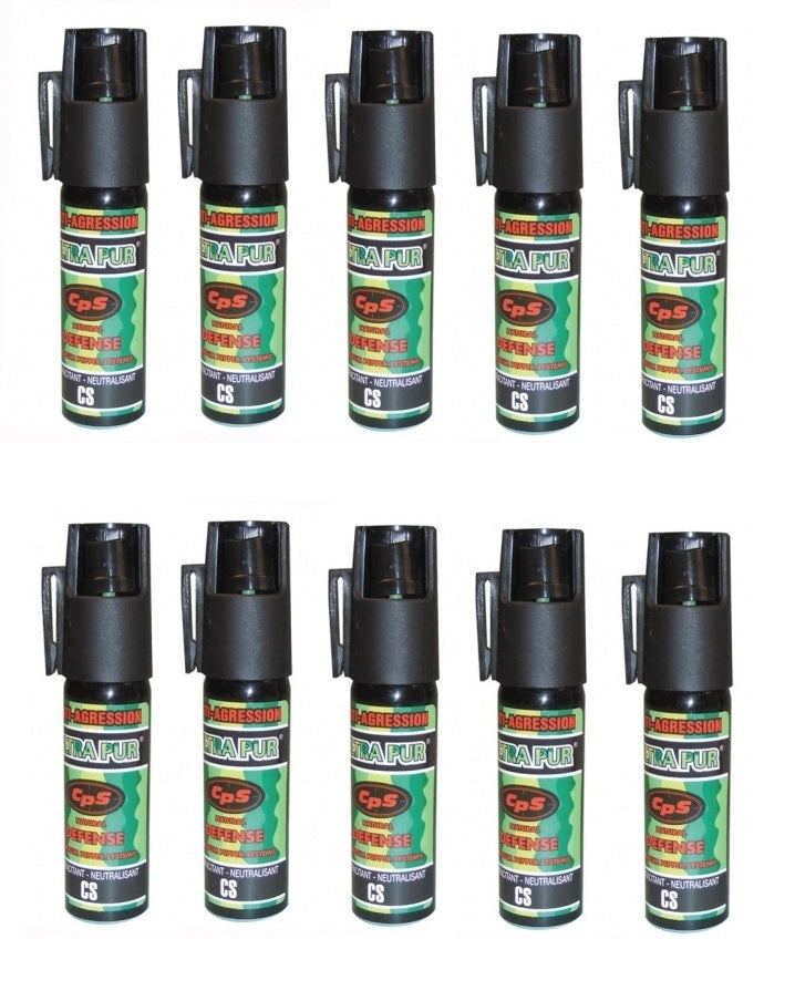 10 spray paralysant bombe lagrymogene gazpm aerosols de defense gaz cs 2% 25ml antiagression gazpm ECLATS DESTOCKAGE