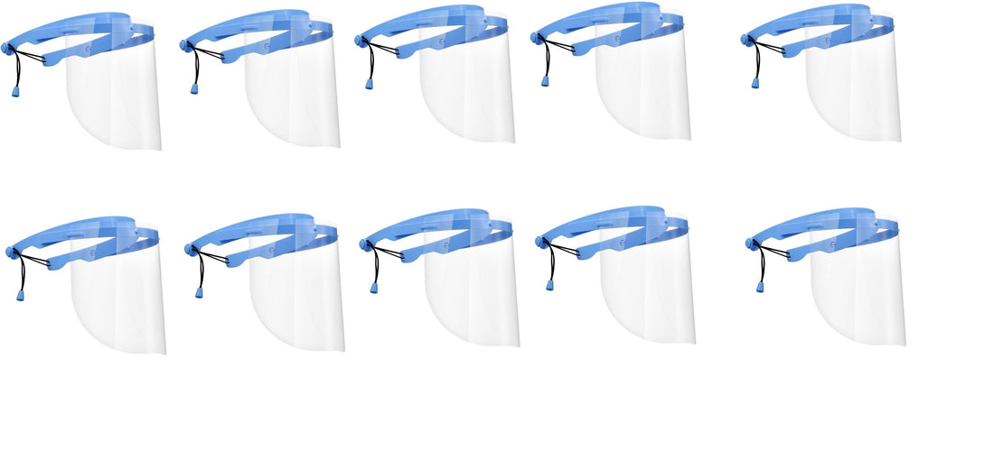 10 visieres de protection anti-gouttelettes réglable anti-salive facial complet Transparent réglable léger ECLATS DESTOCKAGE