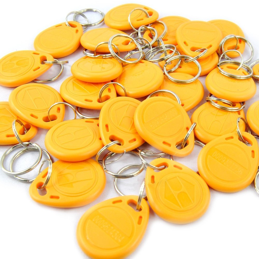 100 pcs tag cle badge clef em4305 em4100 em4102 RFID 125KHz enregistrable jaune ECLATS DESTOCKAGE