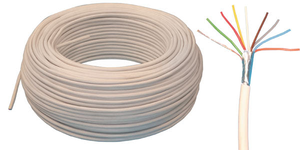 100m cable blindé 4 paires 8x0.22 souple blanc ø4.5mm fil 8x0,22 avec ecran cablage alarme telephone - ECLATS DESTOCKAGE