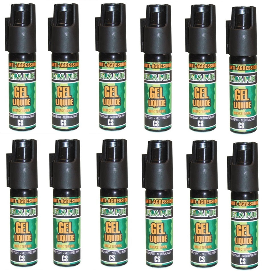 12 bombe spray police aerosol de defense gel lacrymogène arme securite gel paralysant cs gelpm 25ml ECLATS DESTOCKAGE