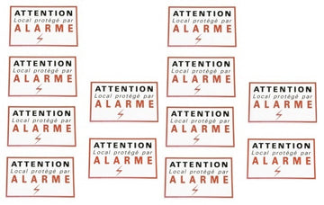 12 etiquettes signalisation adhesive sticker alarme securite autocolant dissuasive protection ECLATS DESTOCKAGE