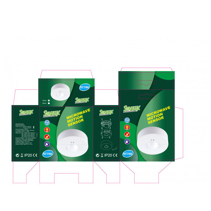 Interrupteur hyperfrequence 220v plafond detecteur mouvement radar eclairage lumiere st700