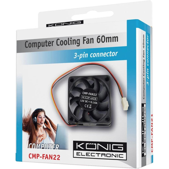 Ventilateur 12v 60mm 60x60x15mm cmp-fan22 connecteur 3 pins 12 volt ordinateur pc könig