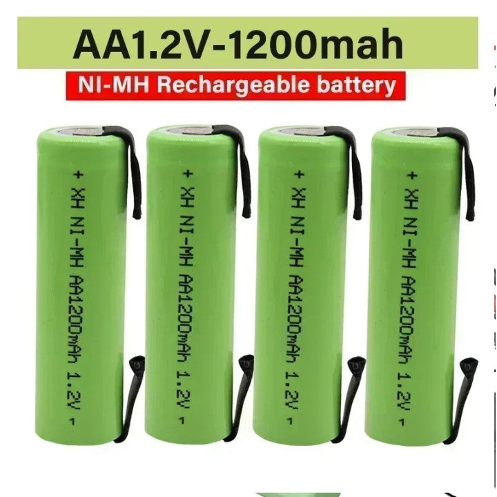 Batterie rechargeable 1200mah 2A 1.2v lr06 cosse aa am3 lr6 ni-mh avec patte pour rasoir brosse dent