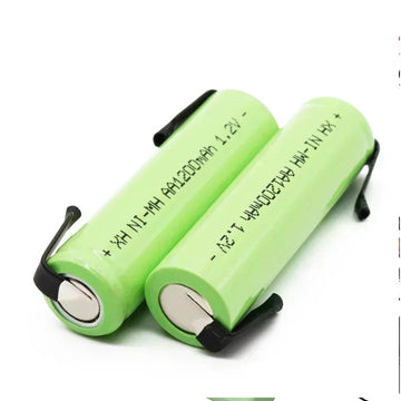 Batterie rechargeable 1200mah 2A 1.2v lr06 cosse aa am3 lr6 ni-mh avec patte pour rasoir brosse dent