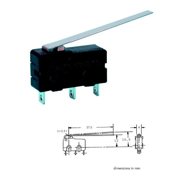 Micro interrupteur contact autoprotection 3a 5a 220v 250v long levier micro switch ms5 l autoprotege