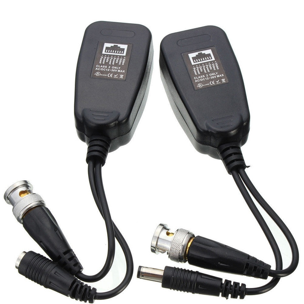 2 Adaptateur BNC Mâle Coaxial Balun avec alim vidéo CCTV Caméra bornier à 2 broches - ECLATS DESTOCKAGE