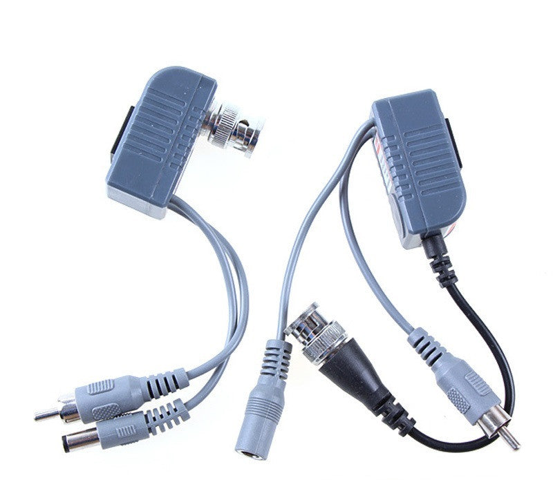 2 Adaptateurs BNC Mâle Coaxial 2 broches Balun avec alimentation vidéo + camera audio CCTV - ECLATS DESTOCKAGE