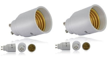 2 adaptateurs convertisseur gu10 a e27 douille lampe ampoule led culot 12v 24v 48v 220v ECLATS DESTOCKAGE