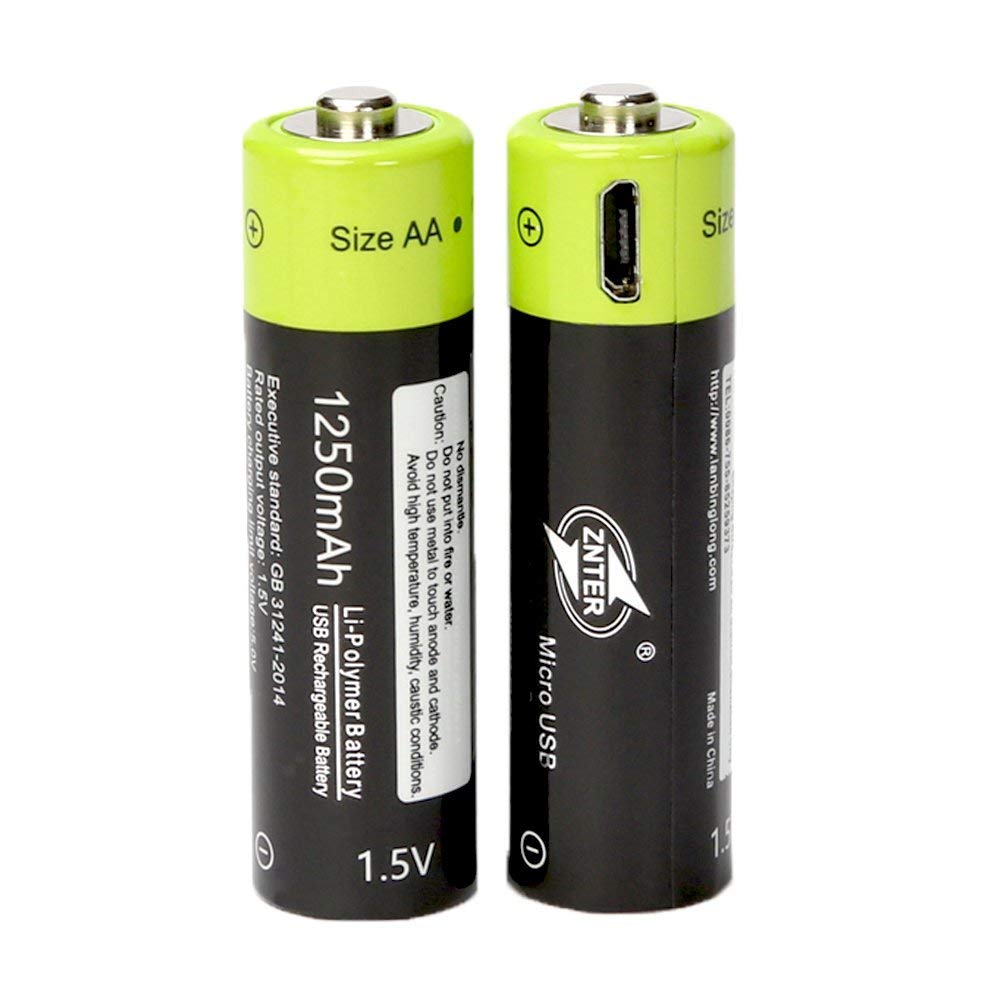 2 batterie rechargeable lithium 1250mAh pile 1.5V AA Znter micro usb li-polymer ECLATS DESTOCKAGE