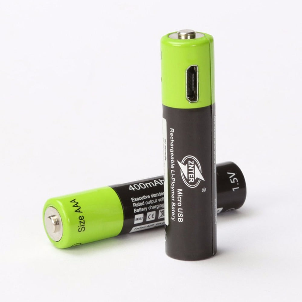 2 batterie rechargeable lithium polymere 400mAh pile 1.5v aaa lr03 Znter micro usb li-polymer - ECLATS DESTOCKAGE