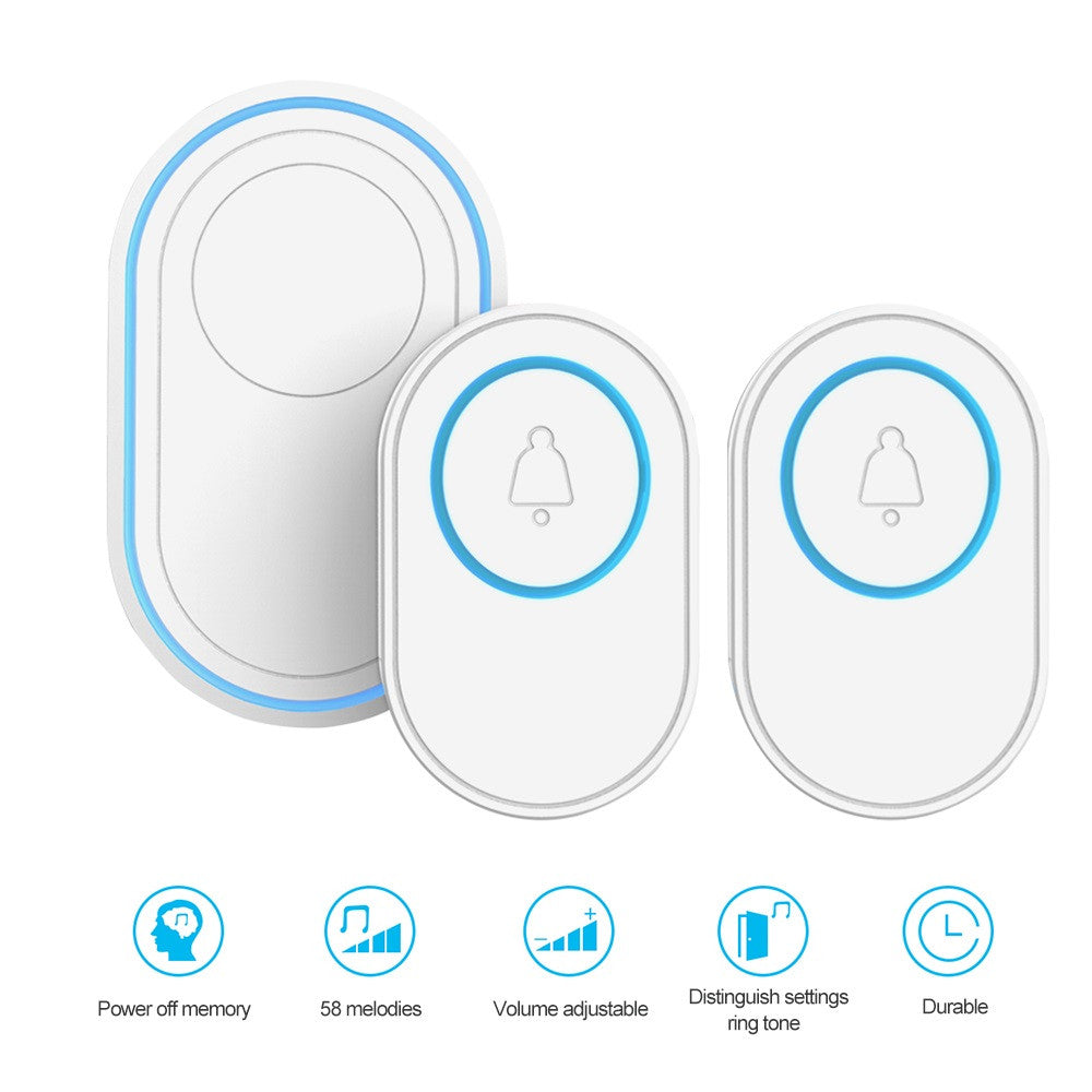 2 bouton de sonnette sans fil 433Mhz 58 son 300m + 1 sonnette de porte intelligente prise EU ECLATS DESTOCKAGE