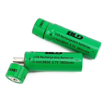 2 pile USB Rechargeable 18650 Piles 3.7V Li-ion 3800mAh - ECLATS DESTOCKAGE