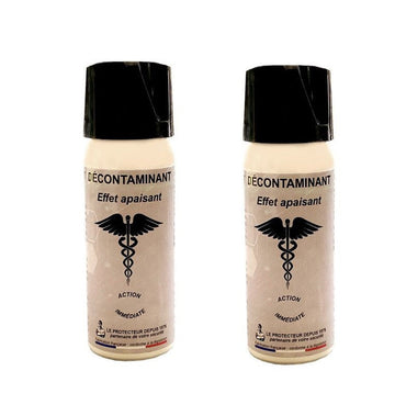 2 Spray decontaminant 50ml pour aerosol defense gaz cs gel agent neutraliseur securite defense ECLATS DESTOCKAGE
