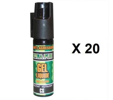 20 aerosols gel lacrymogène spray police de defense gel paralysant cs gelpm 25ml arme bombe securite ECLATS DESTOCKAGE