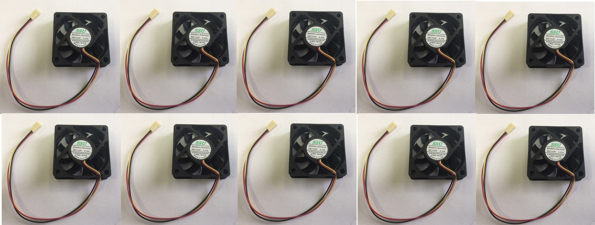 20 Ventilateur 12v 60mm 60x60x15mm connecteur 3 pins 12 volt ordinateur pc ECLATS DESTOCKAGE