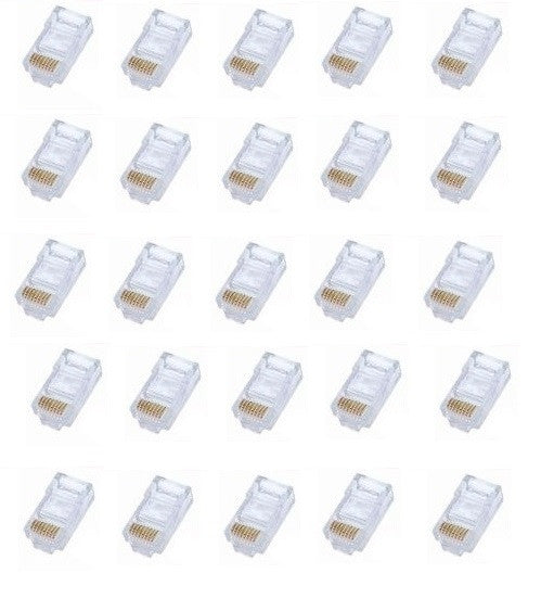 25 fiche rj45 plug cristal 8p/8c pour reseau prise telephonique telephonie 8p8c/b cat5 cat5e cat6e ECLATS DESTOCKAGE