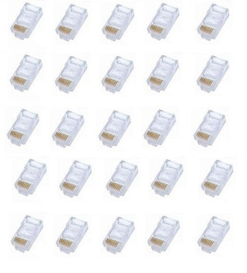 25 fiche rj45 plug cristal 8p/8c pour reseau prise telephonique telephonie 8p8c/b cat5 cat5e cat6e ECLATS DESTOCKAGE