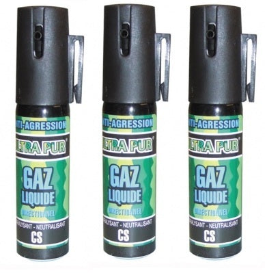 3 aerosols de defense gazpm antiagression gaz spray paralysant bombe lagrymogene cs 2% 25ml securit ECLATS DESTOCKAGE