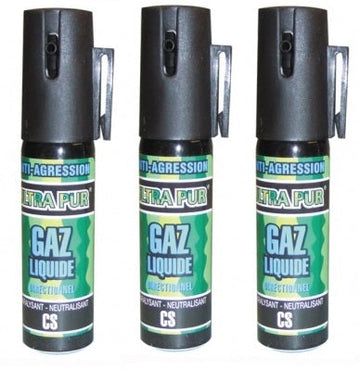 3 aerosols de defense gazpm antiagression gaz spray paralysant bombe lagrymogene cs 2% 25ml securit ECLATS DESTOCKAGE