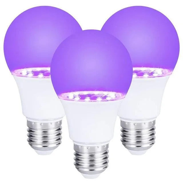 3 ampoules lumiere noire 220v e27 effet ultraviolet eclairage lampe disco lamp75bl ECLATS DESTOCKAGE