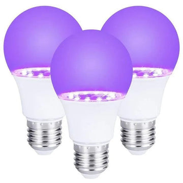 3 ampoules lumiere noire 220v e27 effet ultraviolet eclairage lampe disco lamp75bl ECLATS DESTOCKAGE