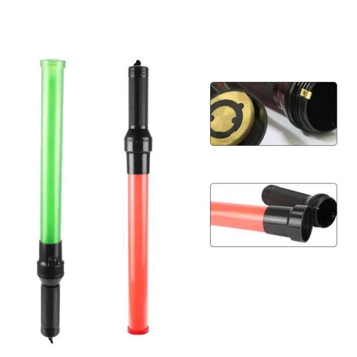 2 batons lumineux vert et rouge signalisation police route sncf train avion ECLATS DESTOCKAGE