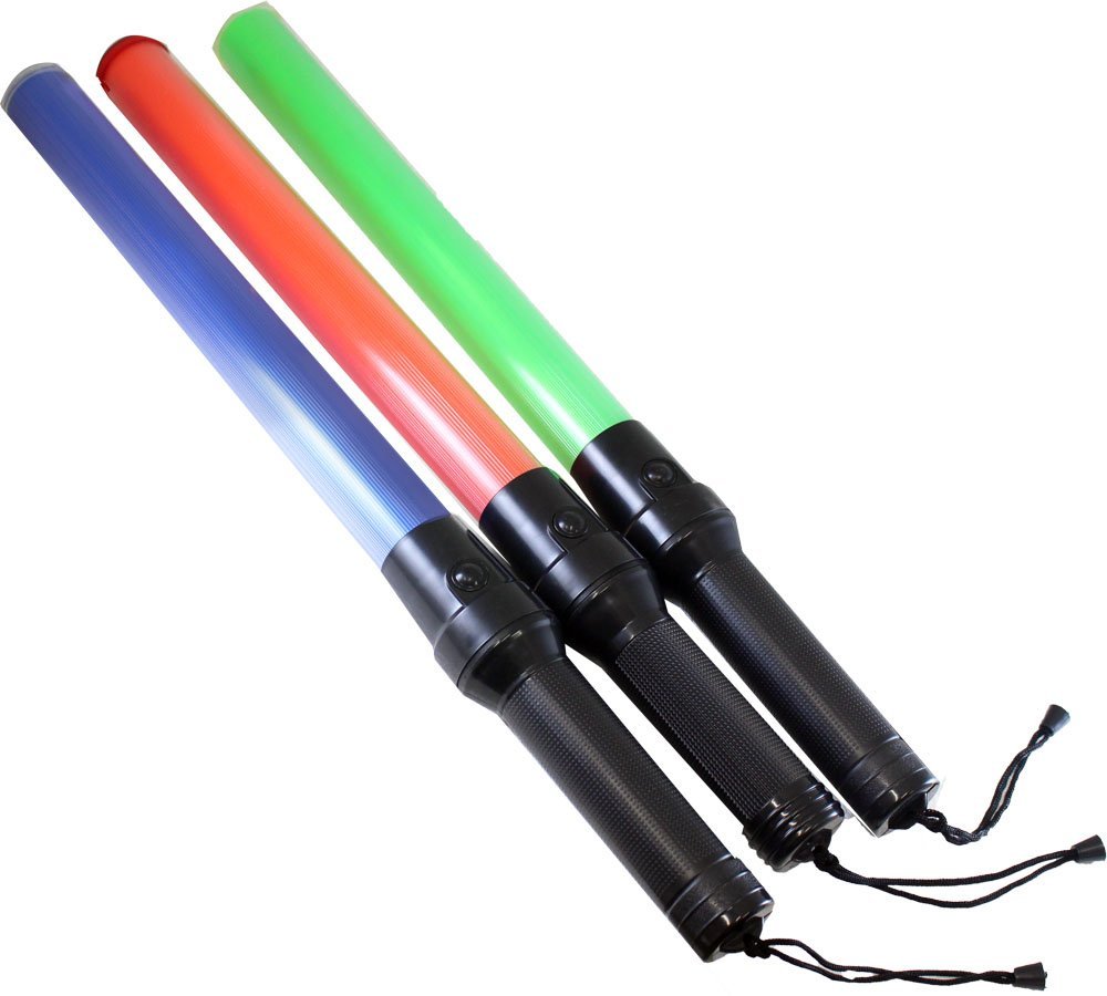 3 batons lumineux vert bleu et rouge signalisation police route sncf train avion - ECLATS DESTOCKAGE
