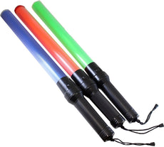3 batons lumineux vert bleu et rouge signalisation police route sncf train avion