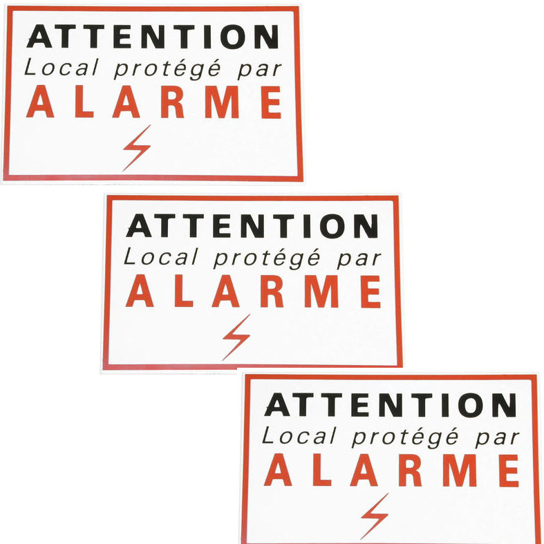 3 etiquettes signalisation adhesive sticker alarme securite autocolant dissuasive protection ECLATS DESTOCKAGE