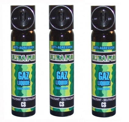 3 spray légitime défense securite police cs 2% 75ml aerosol gaz paralysant bombe lacrymogene ECLATS DESTOCKAGE