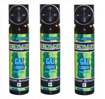 3 spray légitime défense securite police cs 2% 75ml aerosol gaz paralysant bombe lacrymogene ECLATS DESTOCKAGE