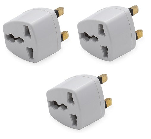 3 X adaptateurs secteur gb voyage uk prise electrique europeenne vers fiche anglaise grande bretagne - ECLATS DESTOCKAGE