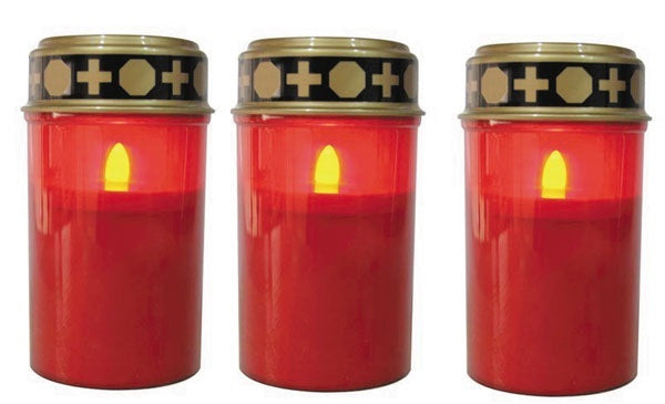 3 x bougie lampe veilleuse de neuvaine etanche a led cimetiere ampoule bougie a pile tombe ECLATS DESTOCKAGE