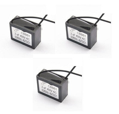 3 X Condensateur cbb61 2uf 450v 2mf 2 uf mf micro farad 50/60hz condo demarrage moteur - ECLATS DESTOCKAGE