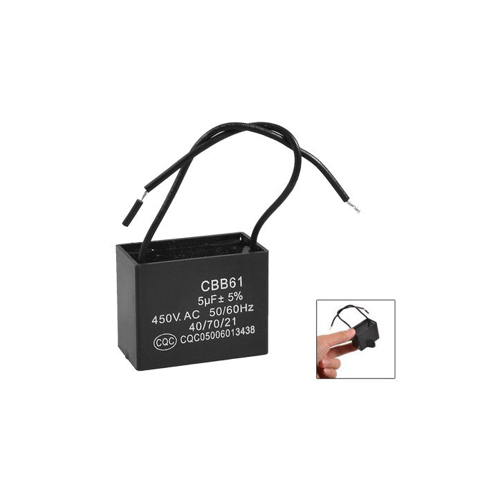 Condensateur cbb61 5uf 5mf 5 mf uf micro farad 250v 450v 500v ac rectangle demarrage moteur ventilateur